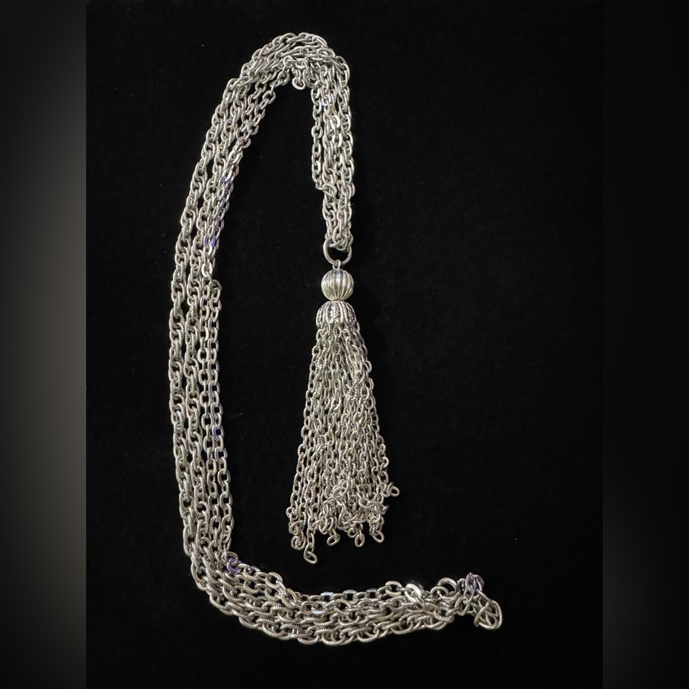 Silver-Tone Tassel Multi-Strand Necklace